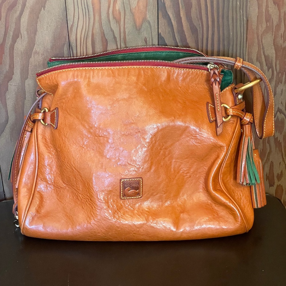 Florentine Leather Medium Zip Hobo Handbag - Natural Brown